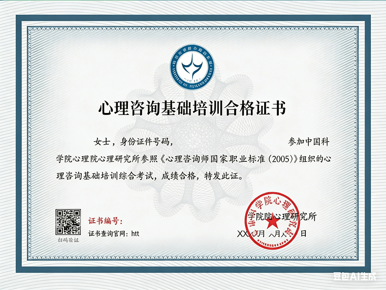 心理咨询师基础培训合格证书